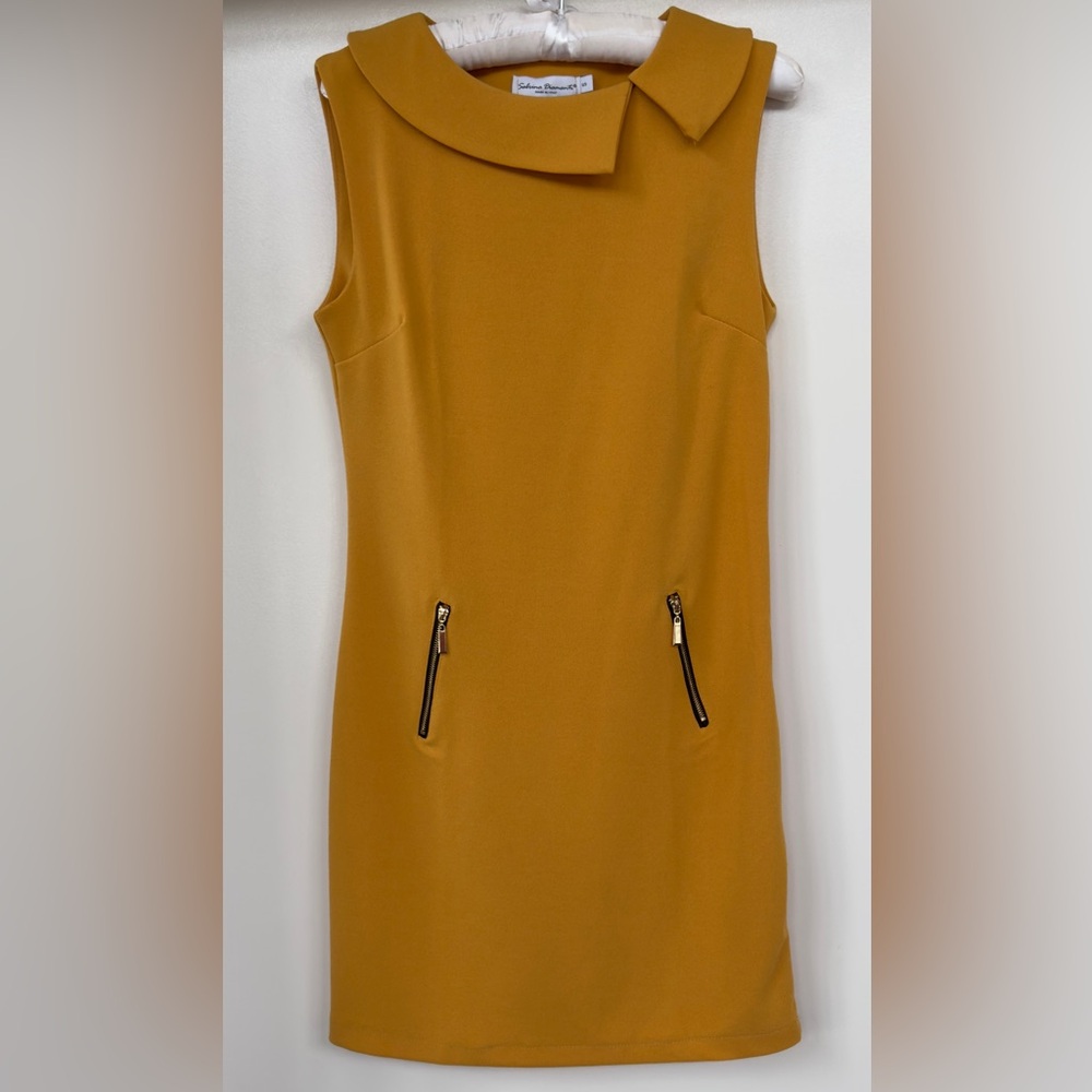 NEW Stylish SABRINA DIAMANTI Mustard Sheath Dress (size S) Retail $149